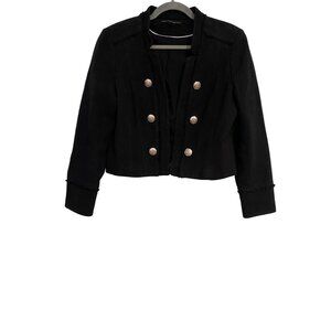 White House Black Market Blazer Women 12 Black Military Style Jacket Y2K Preppy
